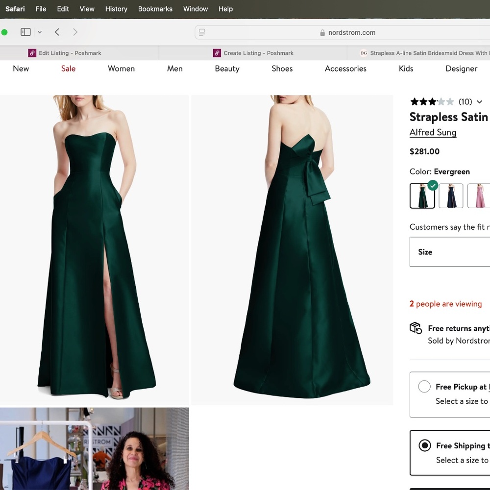 Alfred Sung: Strapless Satin A-Line Gown (NWT) - Picture 10 of 10